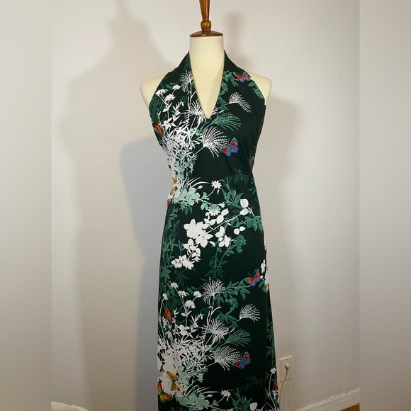 70s VTG Butterfly Maxi Dress and Fringe Shawl - Picture 10 of 17